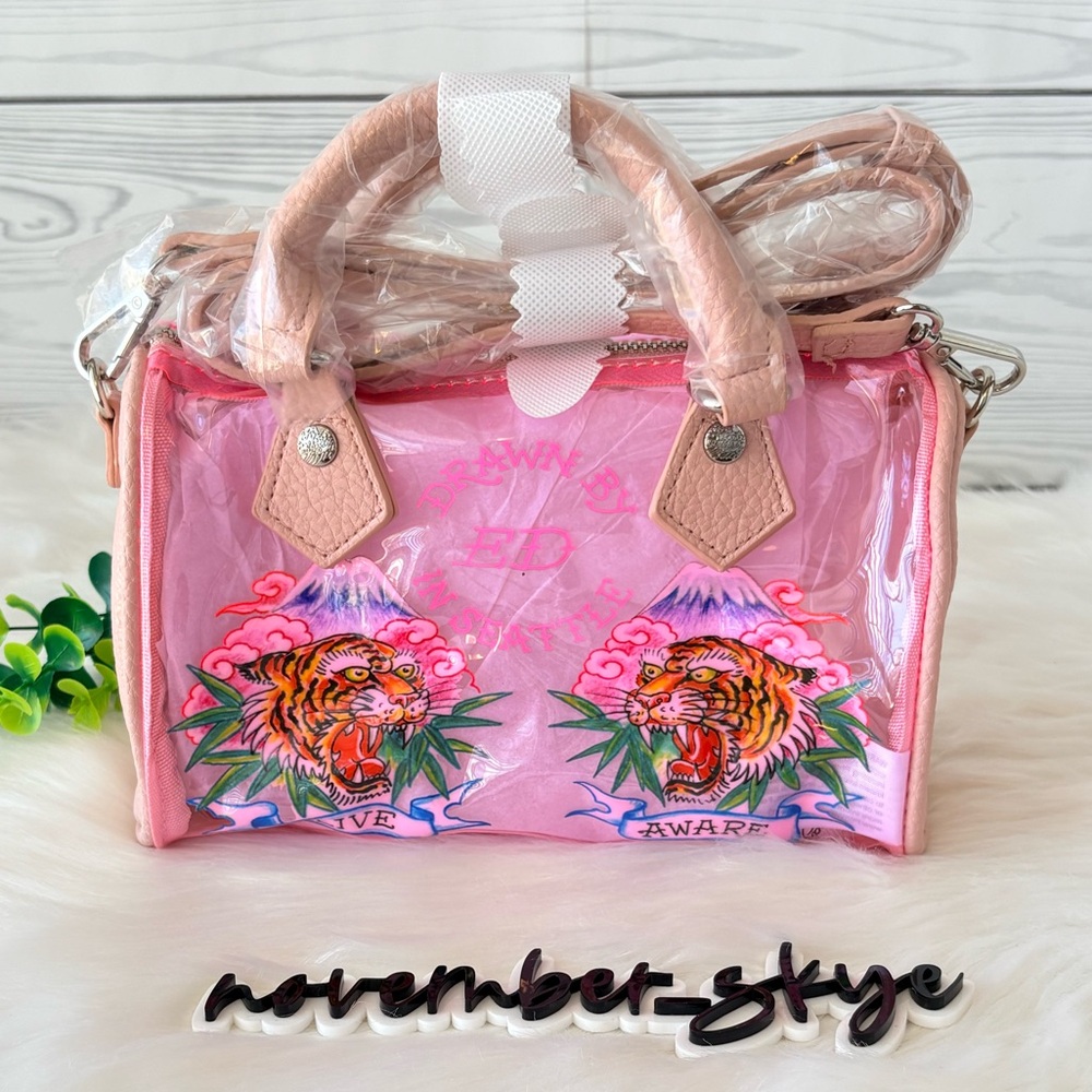 Ed Hardy Tiger Pink and Clear Mini Satchel